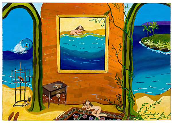 Interior-Exterior c/ Jundu, Nus, Cavalete e Surfista / Interior-Exterior With “Jundu”, Naked Women, Easel and Surfer